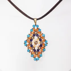 Pendant 45cm - Talia Rhombus M-Chocolate Suedine - Pendant 45cm - Laiton bronze